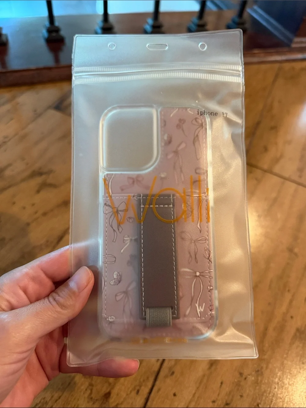 Walli Blush and Bows iPhone 17 Case with Brown Strap